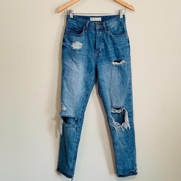Angel Kiss Distressed High Rise Skinny Jeans junior's/women's size 5 - Picture 1 of 8